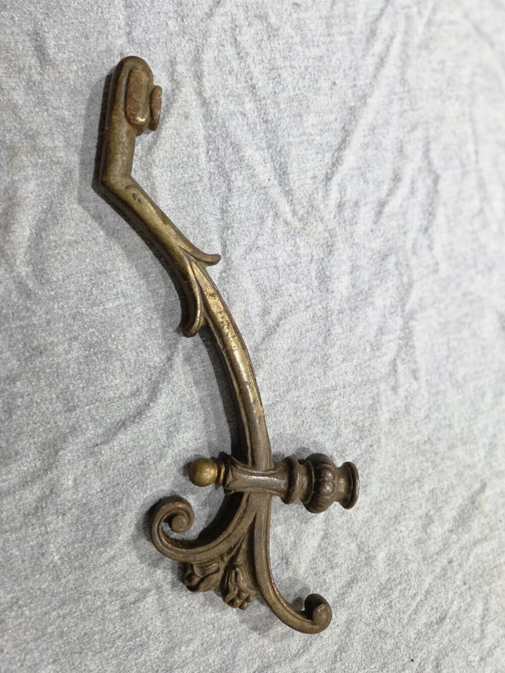Vintage French Ornate Brass Cabinet Drawer Pull Handle Hardware